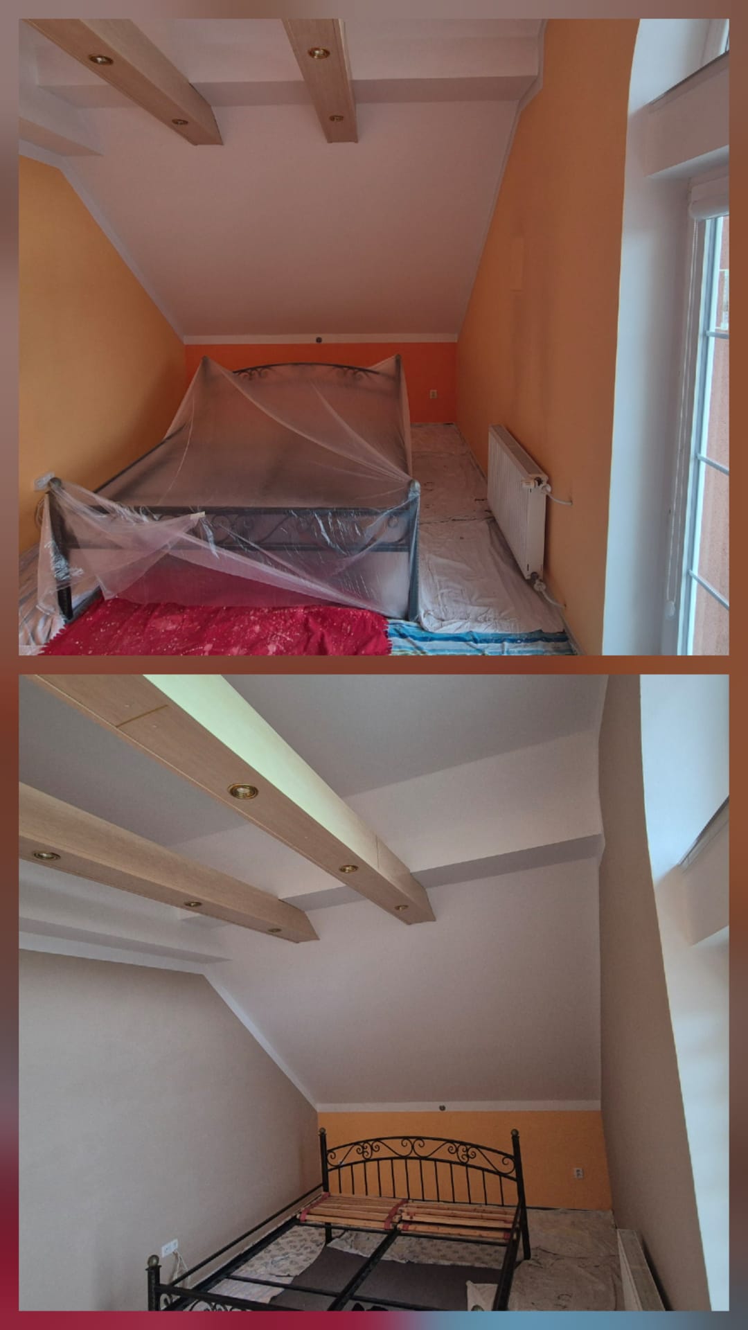 Malování ložnice — před a po